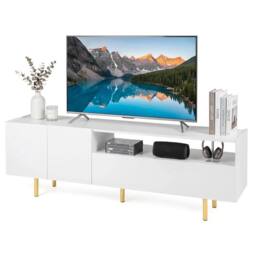VOGREX White 153cm Modern TV Sideboard 2 Doors & Drawer - thumbnail 3