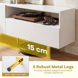 VOGREX White 153cm Modern TV Sideboard 2 Doors & Drawer - thumbnail 4