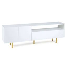 VOGREX White 153cm Modern TV Sideboard 2 Doors & Drawer
