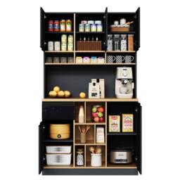 Merax High Kitchen Storage Cabinet with High Gloss Doors & Storage in Black - thumbnail 9