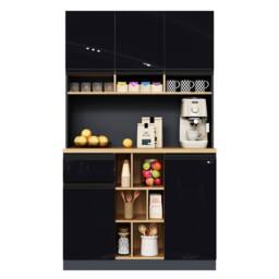 Merax High Kitchen Storage Cabinet with High Gloss Doors & Storage in Black - thumbnail 8