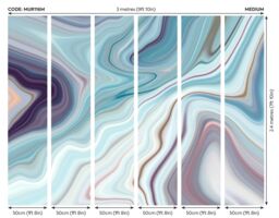 Origin Murals Marbled Ink Wall Mural in Teal - Size: W300 cm x H240 cm - thumbnail 6