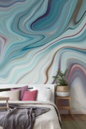 Origin Murals Marbled Ink Wall Mural in Teal - Size: W300 cm x H240 cm - thumbnail 5