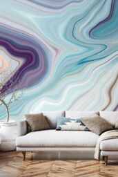 Origin Murals Marbled Ink Wall Mural in Teal - Size: W300 cm x H240 cm - thumbnail 3