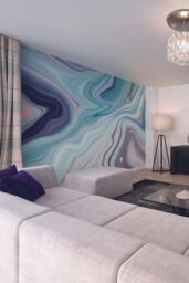Origin Murals Marbled Ink Wall Mural in Teal - Size: W300 cm x H240 cm - thumbnail 1