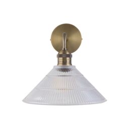 First Choice Lighting Isaac - Antique Brass Wall Light with Fluted Glass Shade in Gold - thumbnail 2