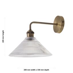 First Choice Lighting Isaac - Antique Brass Wall Light with Fluted Glass Shade in Gold - thumbnail 5
