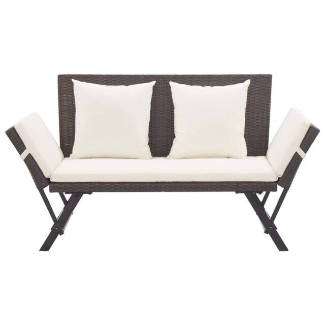Berkfield Home Garden Bench with Cushions Brown 176 cm Poly Rattan - image 1