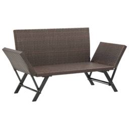 Berkfield Home Garden Bench with Cushions Brown 176 cm Poly Rattan - thumbnail 7