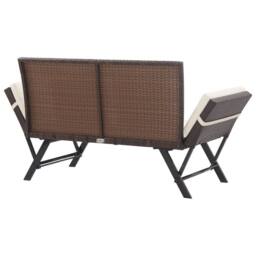 Berkfield Home Garden Bench with Cushions Brown 176 cm Poly Rattan - thumbnail 4
