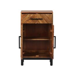 Jaipur Furniture Ltd Parquet Tall Slim Sideboard - Mango Wood/Iron - L30 x W54 x H90 cm - PP Finish in Brown - thumbnail 3