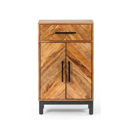 Jaipur Furniture Ltd Parquet Tall Slim Sideboard - Mango Wood/Iron - L30 x W54 x H90 cm - PP Finish in Brown - thumbnail 2