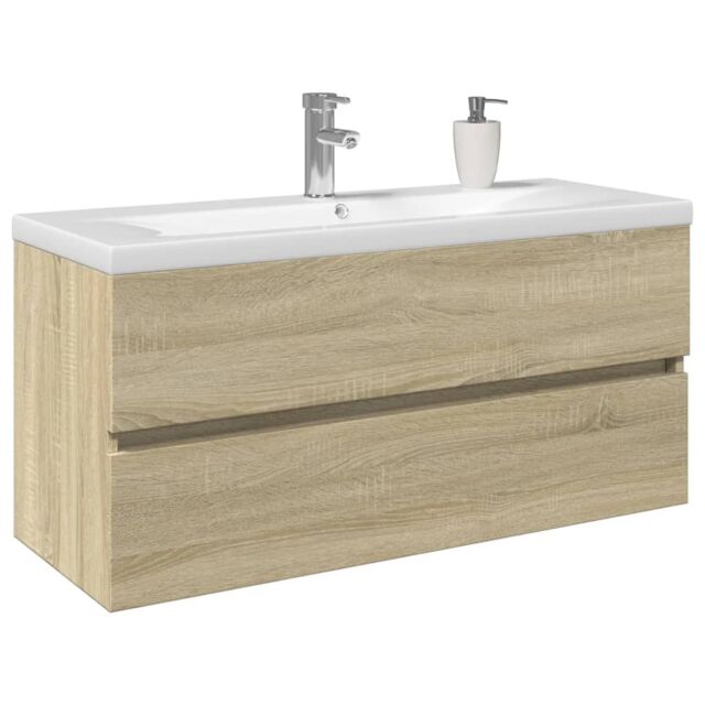 Berkfield Home 2 Piece Bathroom Furniture Set Ceramic & Engineered Wood in Brown - image 1