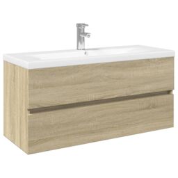 Berkfield Home 2 Piece Bathroom Furniture Set Ceramic & Engineered Wood in Brown - thumbnail 2