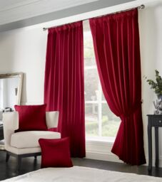Luxury Living Adi Lined Pencil Pleat Curtains in Red - Size: 117 cm width x 183 cm drop - thumbnail 2