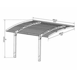 Palram Carport Arizona Wave Single 5000 Single, L495 x W289 x H273.5 cm, Grey - thumbnail 7