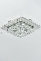 Living and Home Square Large-size Glamorous Crystal LED Ceiling Light in Silver - thumbnail 6