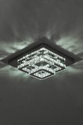 Living and Home Square Large-size Glamorous Crystal LED Ceiling Light in Silver - thumbnail 5