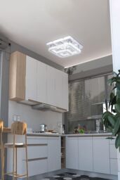 Living and Home Square Large-size Glamorous Crystal LED Ceiling Light in Silver - thumbnail 3