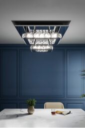 Living and Home Square Large-size Glamorous Crystal LED Ceiling Light in Silver - thumbnail 1