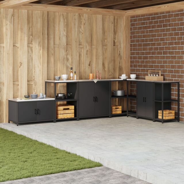Berkfield Home Kitchen Storage Cabinet with Shelf with Storage with Door Black Steel - image 1