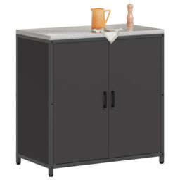 Berkfield Home Kitchen Storage Cabinet with Shelf with Storage with Door Black Steel - thumbnail 3