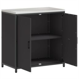 Berkfield Home Kitchen Storage Cabinet with Shelf with Storage with Door Black Steel - thumbnail 5