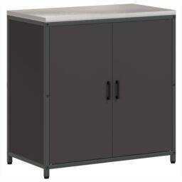 Berkfield Home Kitchen Storage Cabinet with Shelf with Storage with Door Black Steel - thumbnail 2