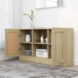Berkfield Home Sideboard Sonoma Oak 120x30.5x70 cm Engineered Wood in Brown - thumbnail 3