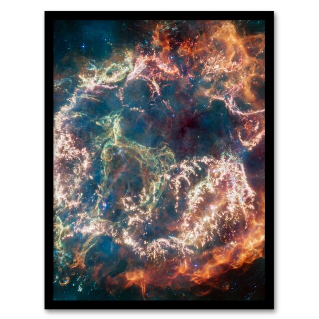 Artery8 Wall Art Print NASA James Webb Space Telescope Never-Before-Seen Details in Cassiopeia A Exploded Star Bedroom Decor Art Framed - image 1