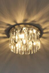 Living and Home Luxury Crystal Column Flush Mount Ceiling Light with Chrome Frame in Silver - thumbnail 5