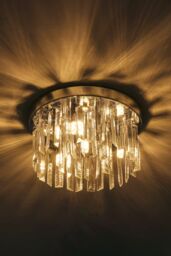 Living and Home Luxury Crystal Column Flush Mount Ceiling Light with Chrome Frame in Silver - thumbnail 6