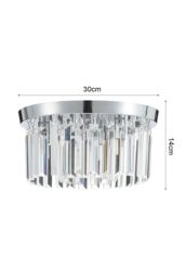 Living and Home Luxury Crystal Column Flush Mount Ceiling Light with Chrome Frame in Silver - thumbnail 2