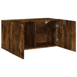 Berkfield Home TV Cabinet Wall-mounted Smoked Oak 80x30x41 cm in Brown - Size: 80 x 30 x 41 cm - thumbnail 5