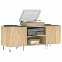 Berkfield Home Record Cabinet Sonoma Oak 121x38x48 cm Engineered Wood in Light Tan - Size: 121 x 38 x 48 cm - thumbnail 3