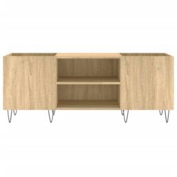 Berkfield Home Record Cabinet Sonoma Oak 121x38x48 cm Engineered Wood in Light Tan - Size: 121 x 38 x 48 cm - thumbnail 4