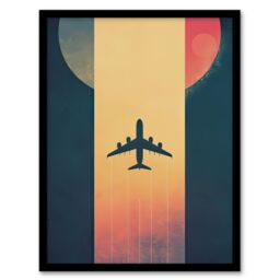 Artery8 Retro Futurism Travel Design Planet Aeroplane Framed Art Print - Size: A4 - thumbnail 1