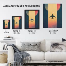 Artery8 Retro Futurism Travel Design Planet Aeroplane Framed Art Print - Size: A4 - thumbnail 3