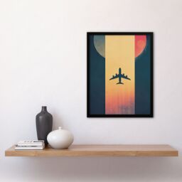 Artery8 Retro Futurism Travel Design Planet Aeroplane Framed Art Print - Size: A4 - thumbnail 4