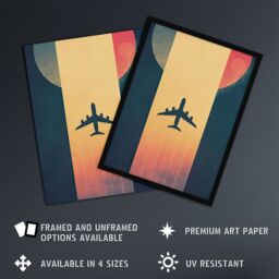 Artery8 Retro Futurism Travel Design Planet Aeroplane Framed Art Print - Size: A4 - thumbnail 2