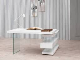 Angel Cerda White MDF Desk with Tempered Glass Legs & 2 Drawers - thumbnail 3