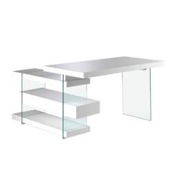 Angel Cerda White MDF Desk with Tempered Glass Legs & 2 Drawers - thumbnail 5