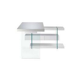 Angel Cerda White MDF Desk with Tempered Glass Legs & 2 Drawers - thumbnail 2