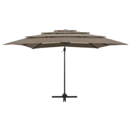 Berkfield Home 4-Tier Parasol with Aluminium Pole Taupe 250x250 cm in Beige - thumbnail 6