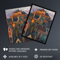 "Artery8 Edinburgh Castle Sunset Cityscape Iconic Scotland Wall Art Print - Size: W24"" x H32""" - thumbnail 2