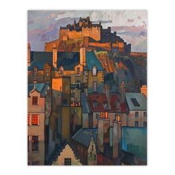 "Artery8 Edinburgh Castle Sunset Cityscape Iconic Scotland Wall Art Print - Size: W24"" x H32""" - thumbnail 1