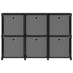 Berkfield Home 6-Cube Display Shelf with Boxes Black 103x30x72.5 cm Fabric - thumbnail 2