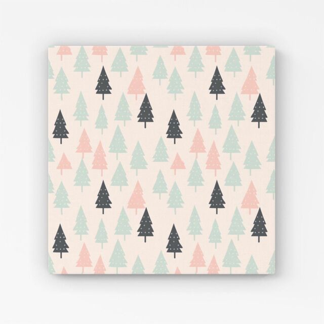 "Warren Reed - Designer Christmas Tree Silhouette Pattern Canvas in Green - Size: W30"" x H30""" - image 1
