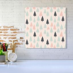 "Warren Reed - Designer Christmas Tree Silhouette Pattern Canvas in Green - Size: W30"" x H30""" - thumbnail 2