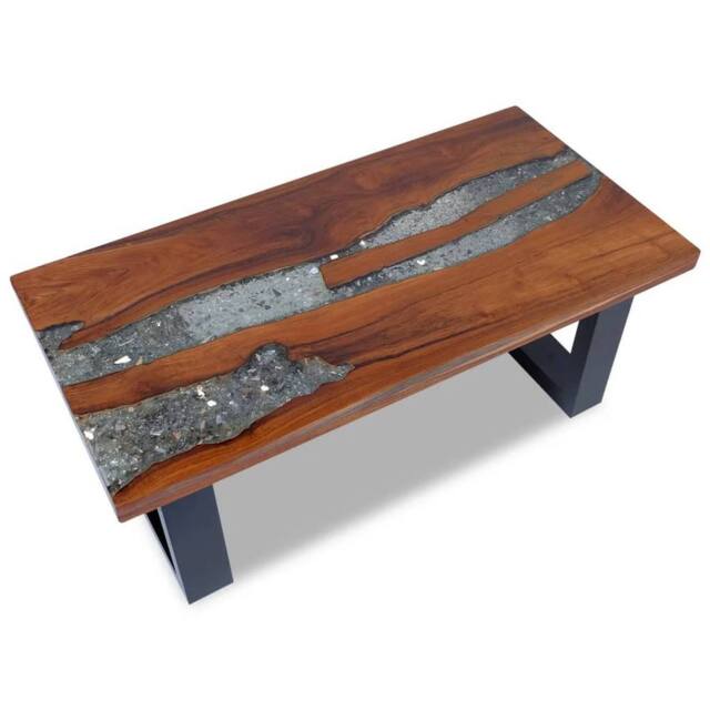 Berkfield Home Coffee Table Teak Resin 100x50 cm - image 1